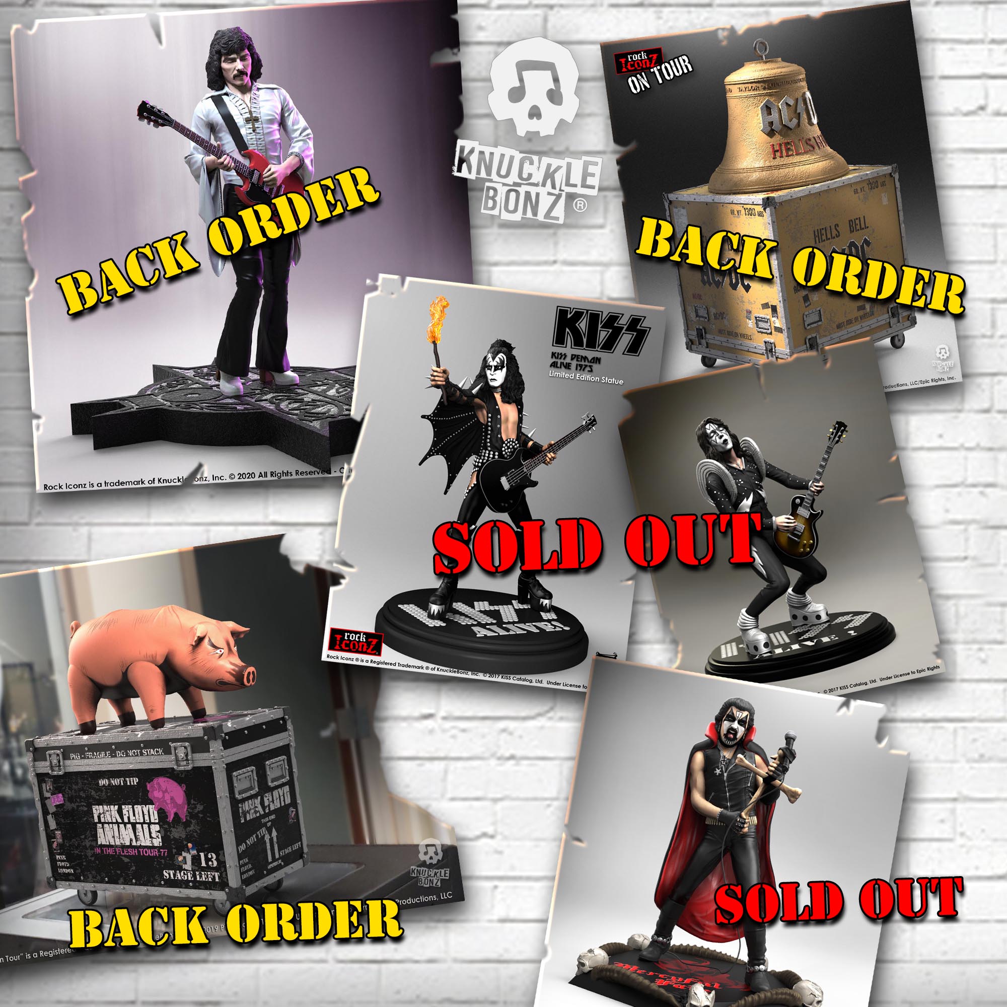 SOLD OUT and and Back Order Blues - KnuckleBonz Rock Iconz and On Tour Collectibles